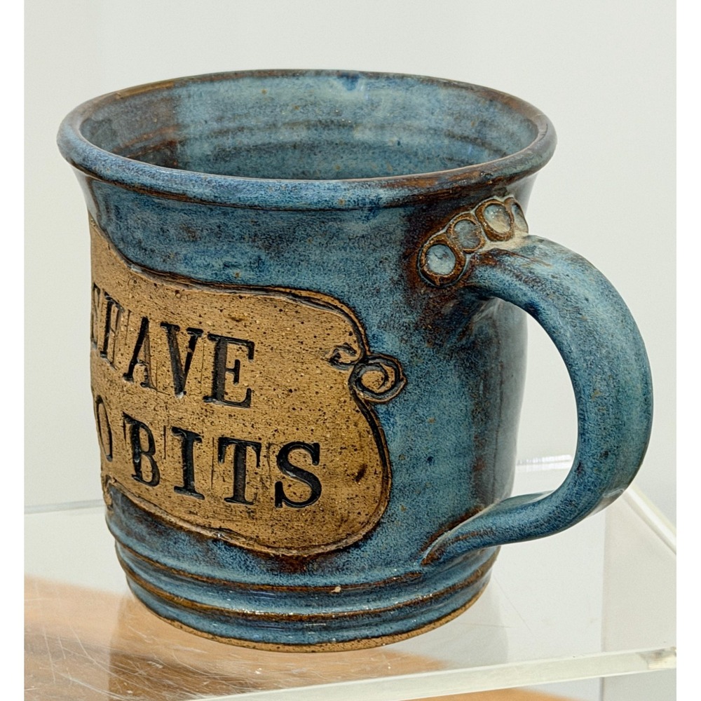 Shave Two Bits Mug Glazed Stoneware Barber Hairdresser Art Pottery Great Storage - Picture 2 of 5